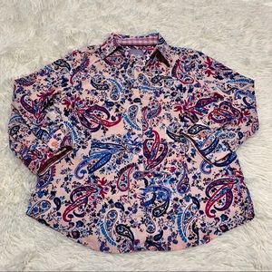 NWOT Laura Scott Small Paisley Y-Neck Floral top